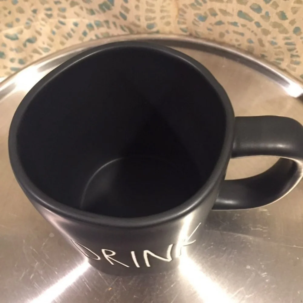 Rae Dunn DRINK Mug NWT Matte Black Coffee Tea